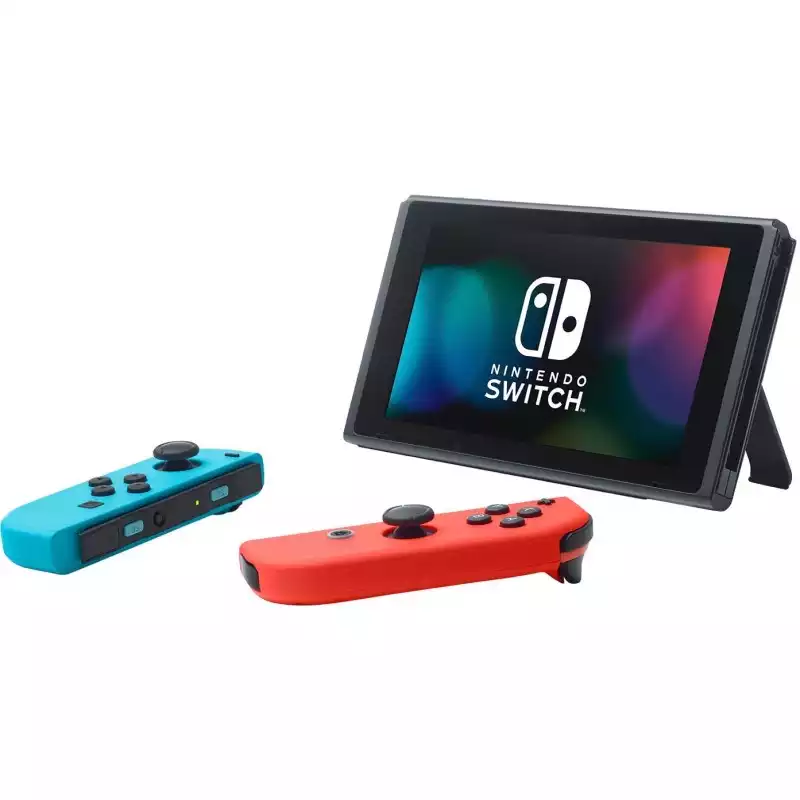 Consola Nintendo Switch azul y rojo neón